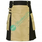 Latest Style Black Modern kilt with Khaki Apron